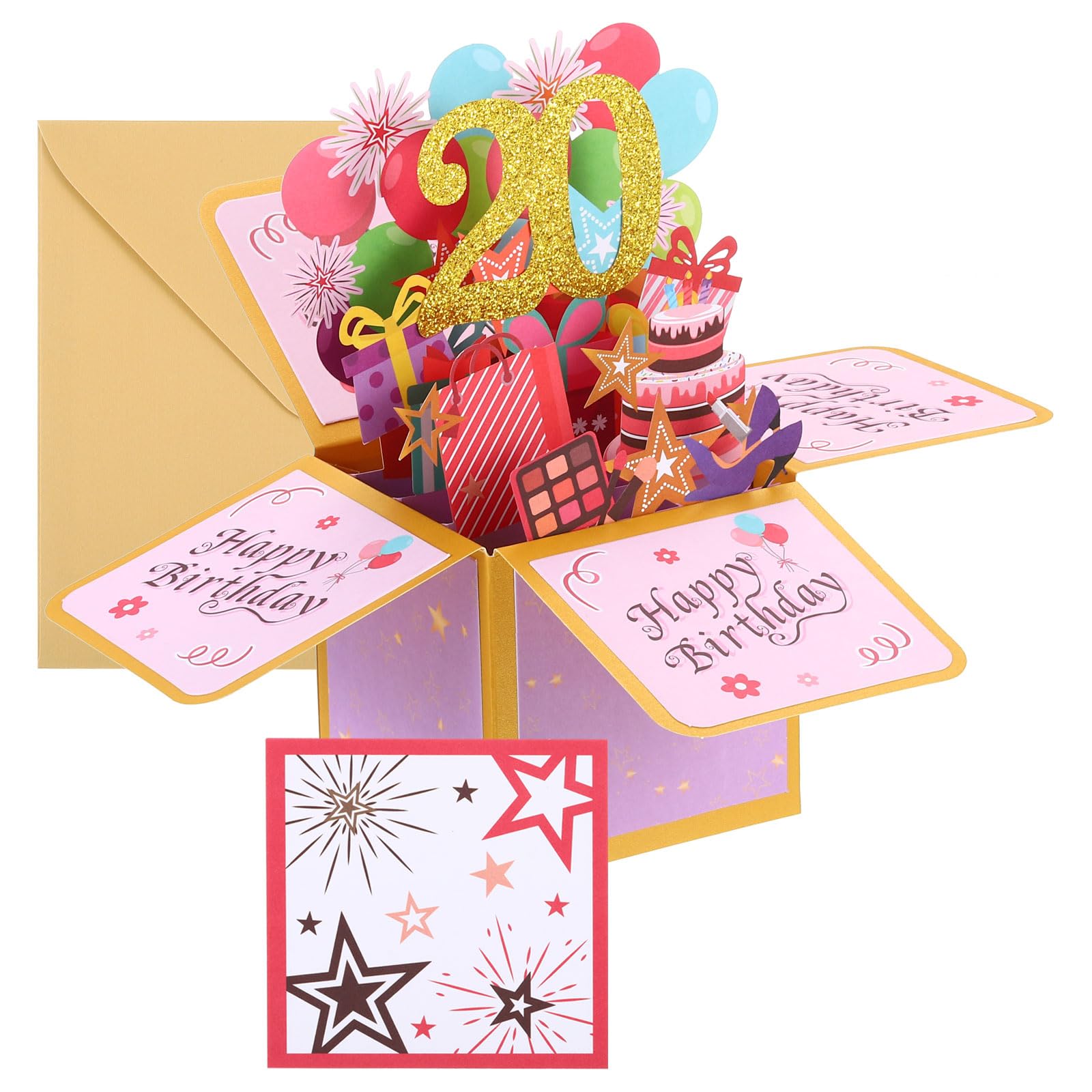 誕生日カード Amazon | PATIKIL 20歳 誕生日カード ポップアウト誕生日カードギフト